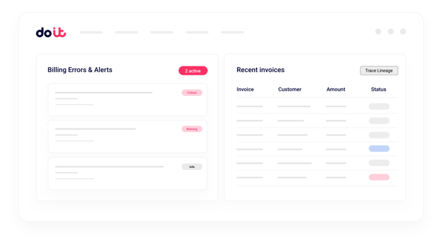 Automated invoice reconciliation showing credits and usage changes across portfolio tenants