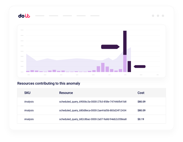 Engineering and FinOps teams viewing shared anomaly data and resolution workflows in DoiT platform