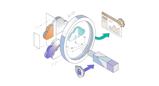 Illustration showing fragmented cloud cost visibility across multiple providers